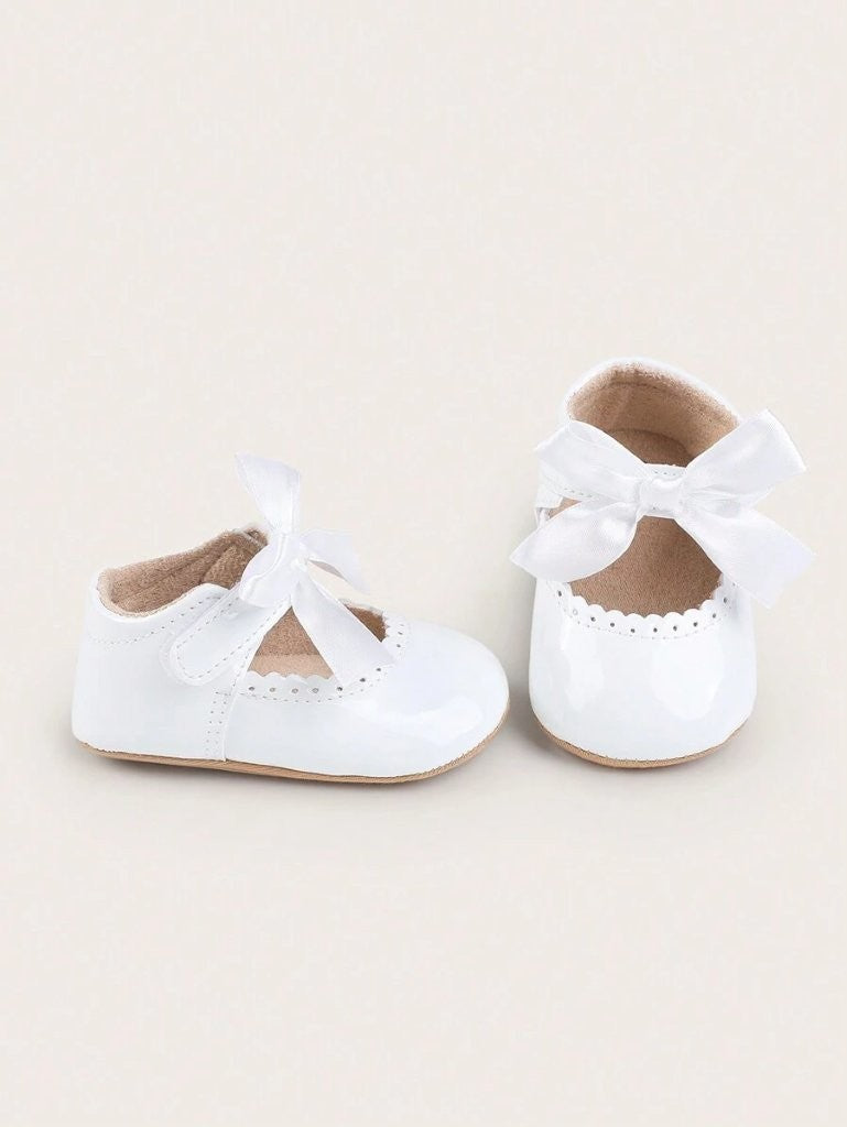 Baby White Bow Flower Strap Shoes