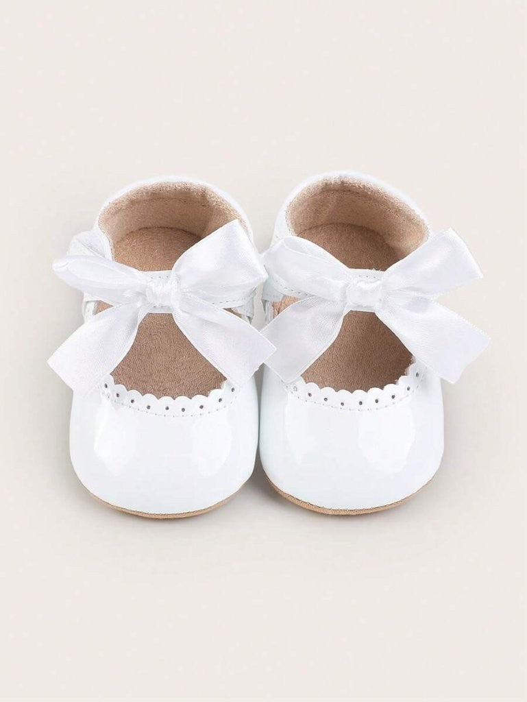 Baby White Bow Flower Strap Shoes