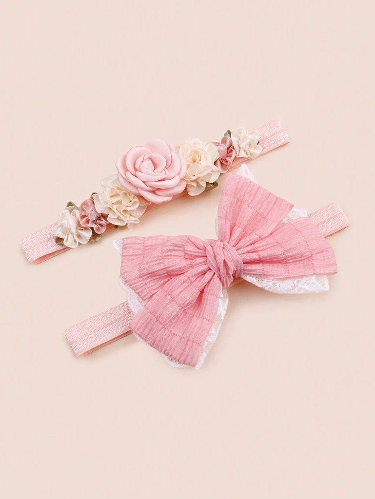 Baby 2 Piece Flower Bow Headband Set 8