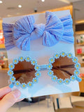 Kids Daisy Sunglasses With Headband Set Royal Blue