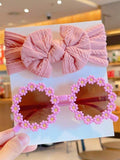 Kids Daisy Sunglasses With Headband Set Red Violet