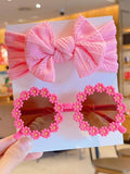 Kids Daisy Sunglasses With Headband Set Hot Pink