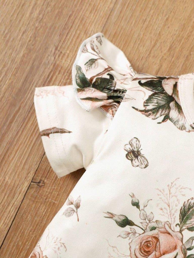 Baby Ruffle Trim Flower Romper Set