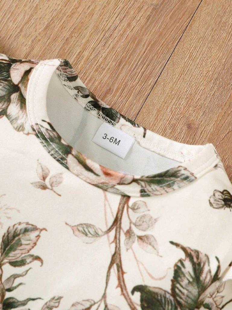 Baby Ruffle Trim Flower Romper Set