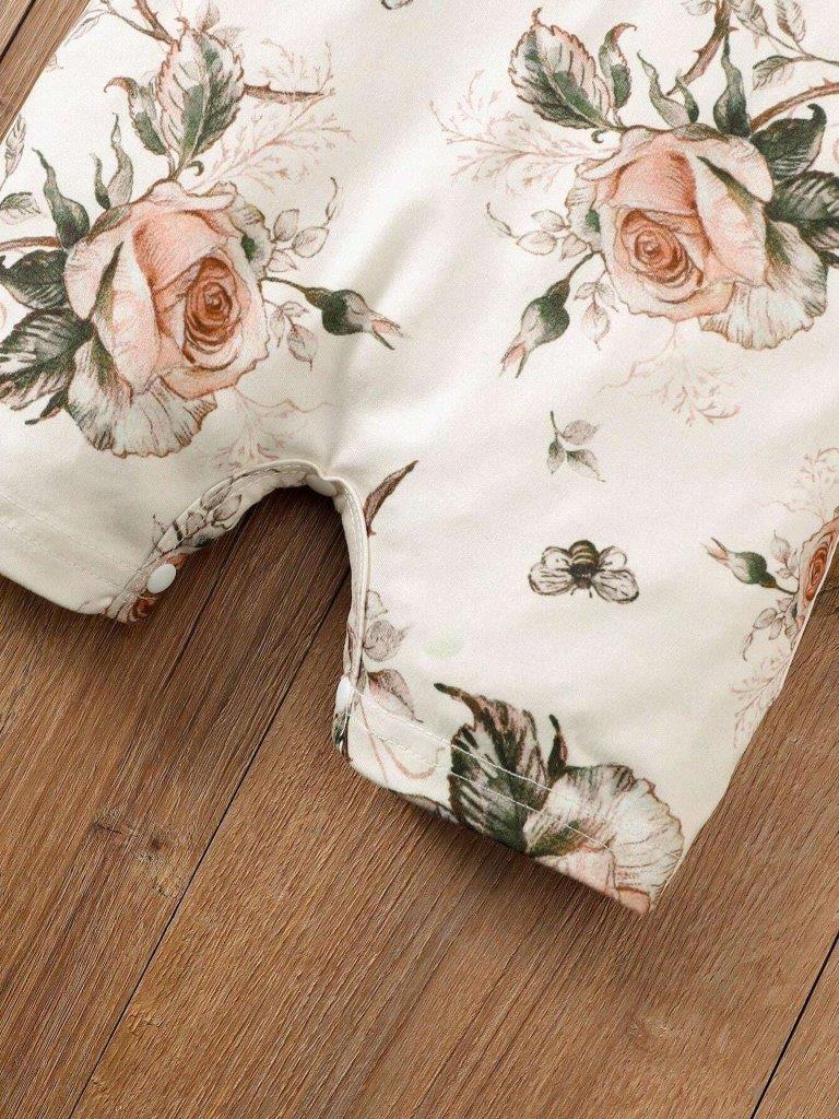 Baby Ruffle Trim Flower Romper Set