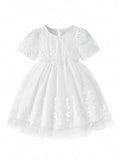 Baby White Elegant Flower Pattern Dress