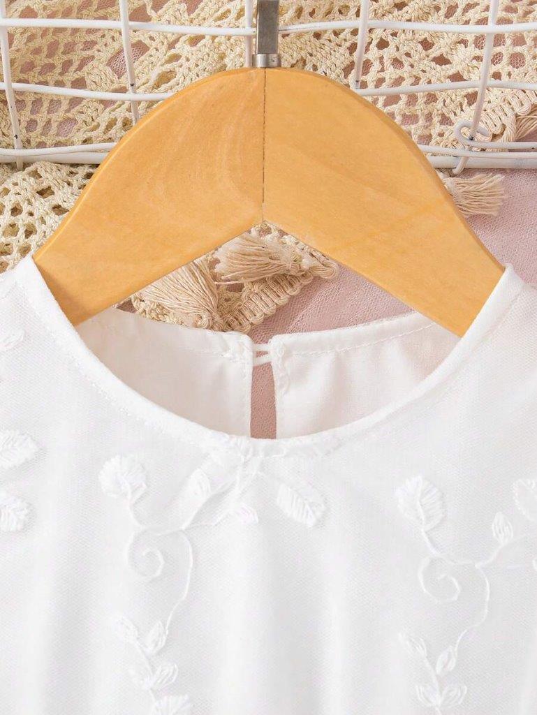 Baby White Elegant Flower Pattern Dress