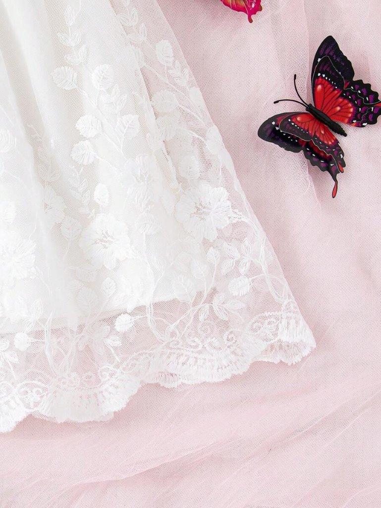 Baby White Elegant Flower Pattern Dress