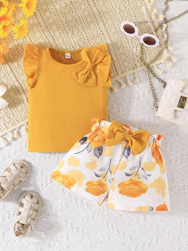 Baby Summer Bow Tee And Shorts Set