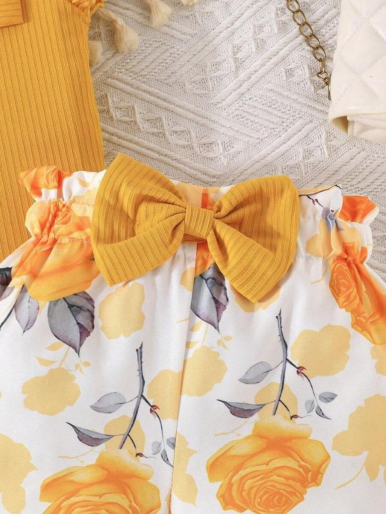 Baby Summer Bow Tee And Shorts Set