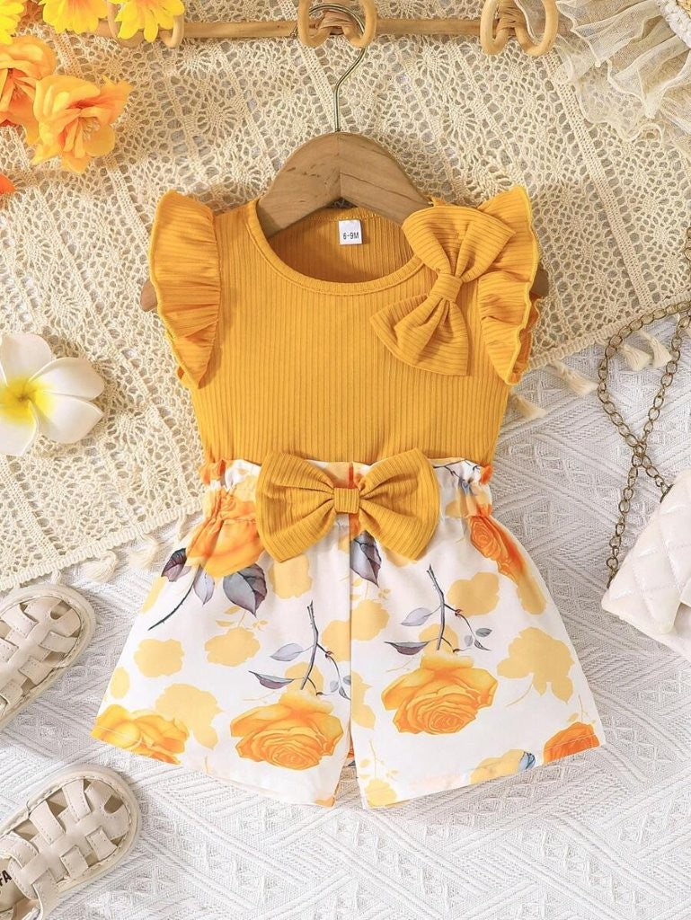 Baby Summer Bow Tee And Shorts Set