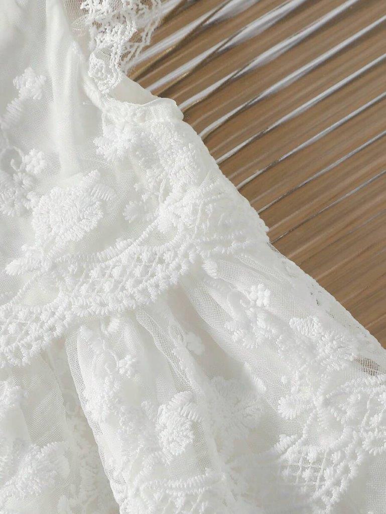 Baby White Embroidery Lace Dress With Hat
