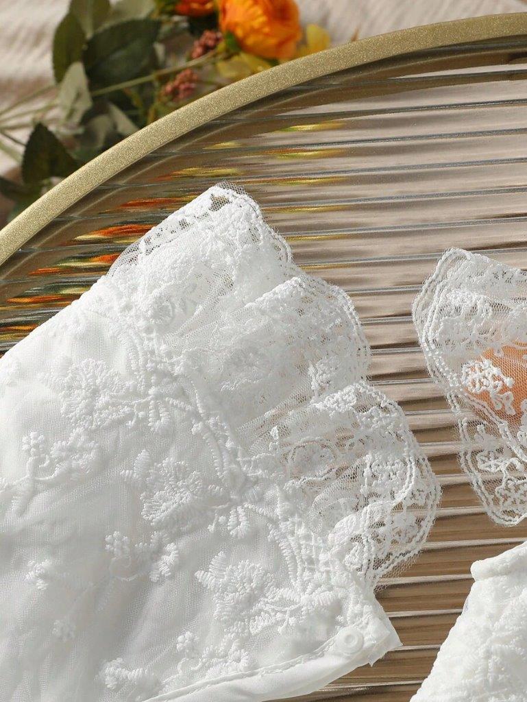 Baby White Embroidery Lace Dress With Hat