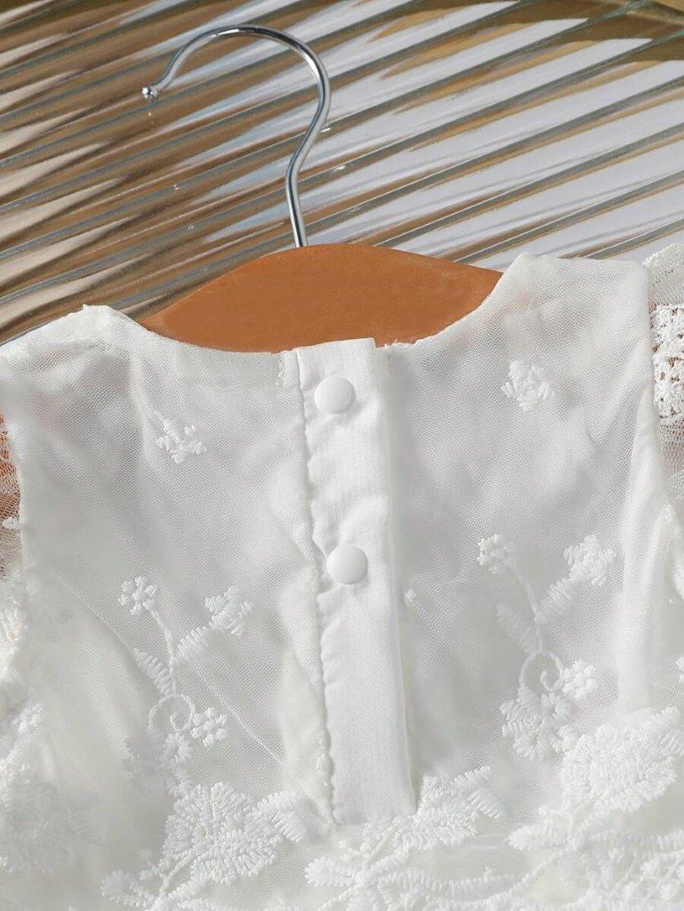 Baby White Embroidery Lace Dress With Hat