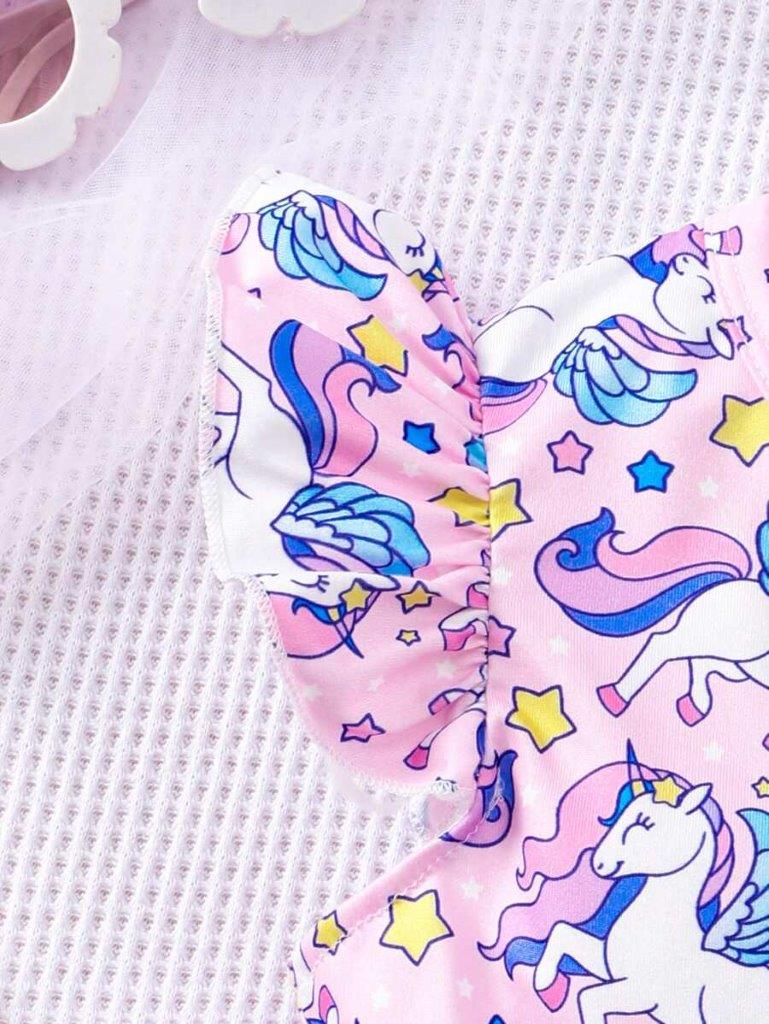 Toddler Girls Unicorn Purple Dress