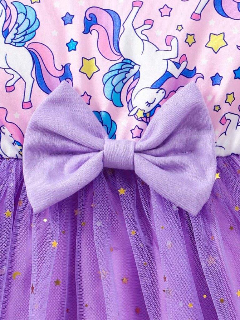 Toddler Girls Unicorn Purple Dress