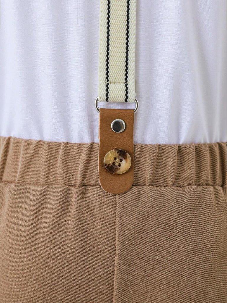 Baby 3 Piece Button Shirt Suspender Gentleman Outfit