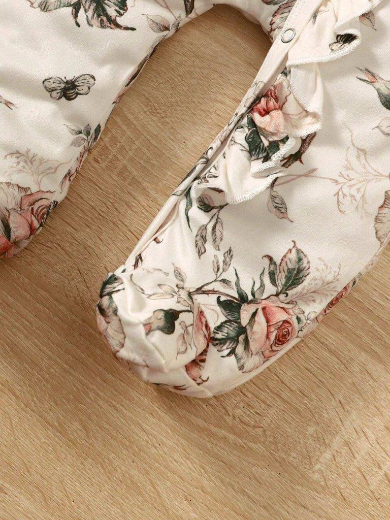Baby Flower Printed Jumpsuit And Headband Set