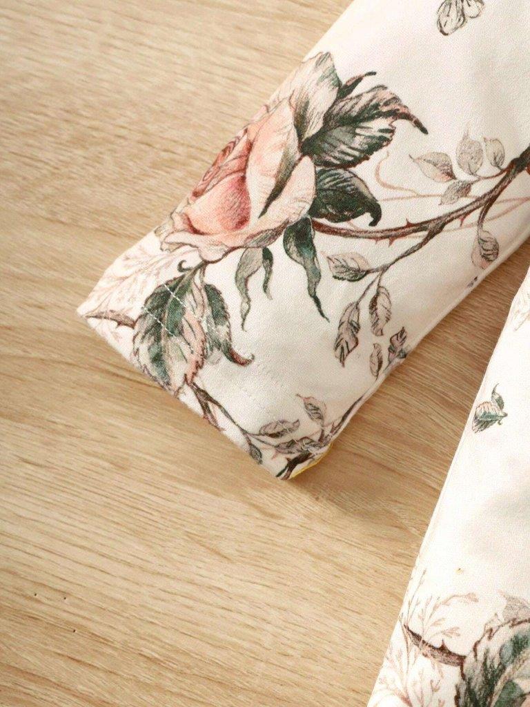 Baby Flower Printed Jumpsuit And Headband Set