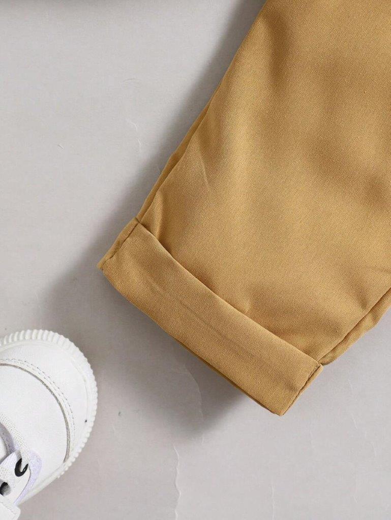 Baby 3 Piece Bow Tie Shirt And Pants Khaki