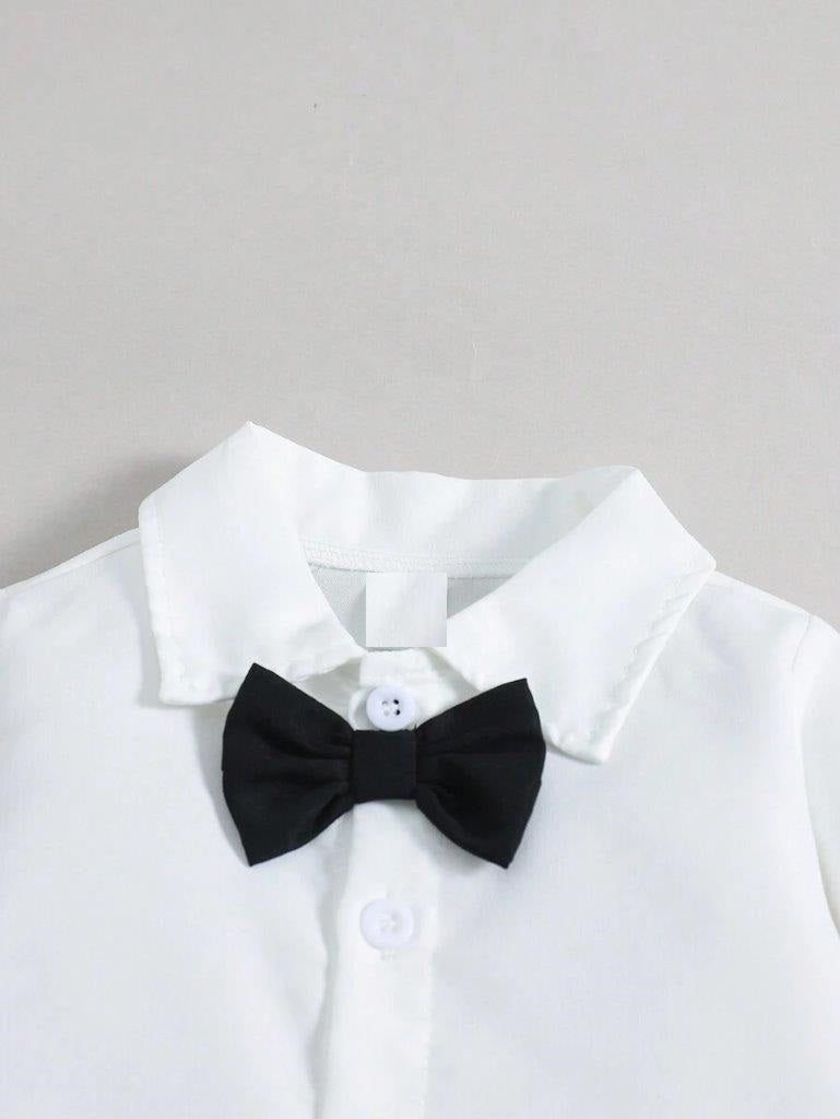 Baby 3 Piece Bow Tie Shirt And Pants Khaki