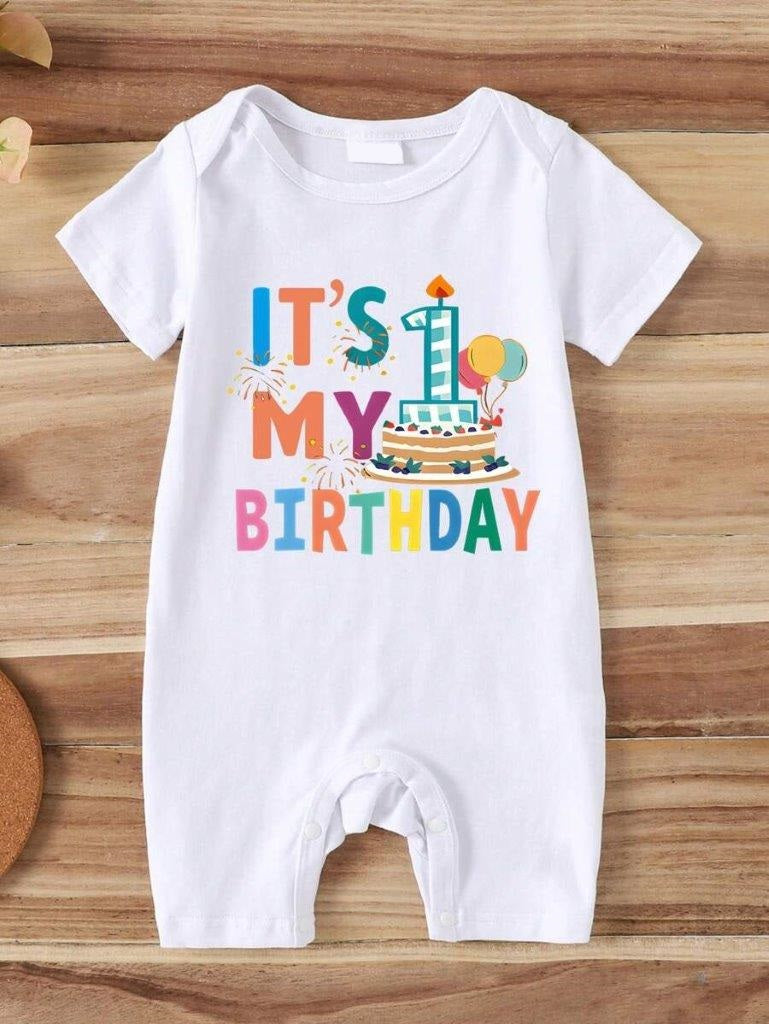 Baby Its My Birthday Romper White