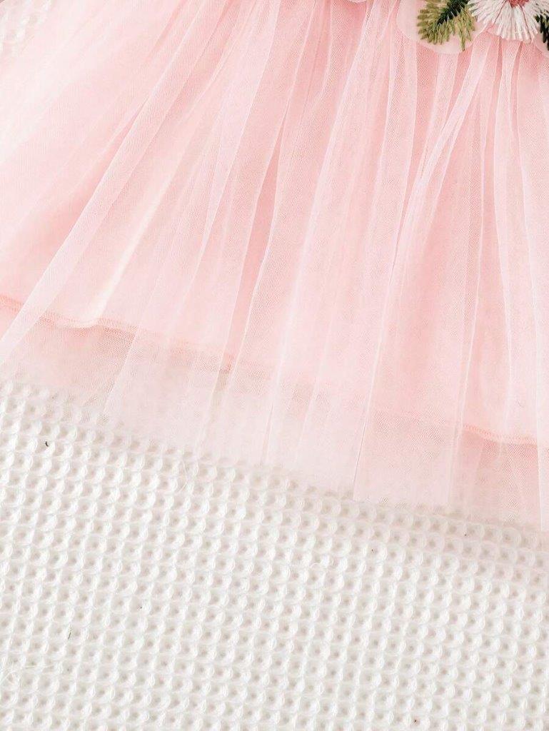 Baby Flower Waist Decor Pink Dress
