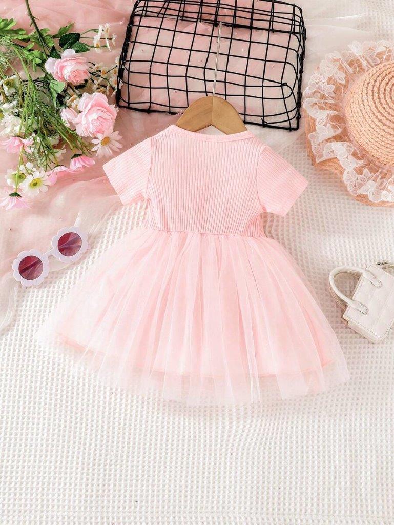 Baby Flower Waist Decor Pink Dress