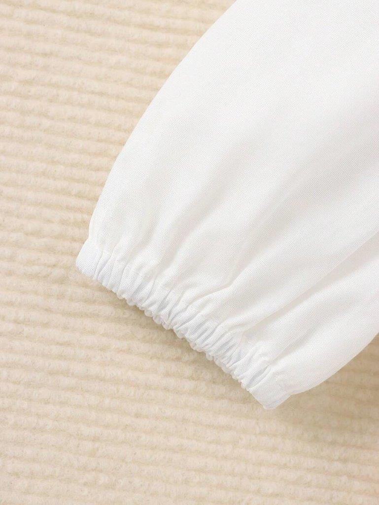 Baby White Elegant Puff Sleeve Dress With Hat