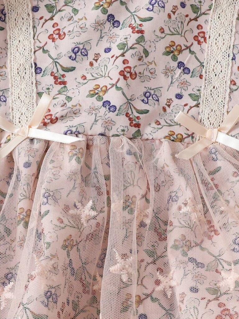 Baby Floral Double Bow Bodysuit Dress