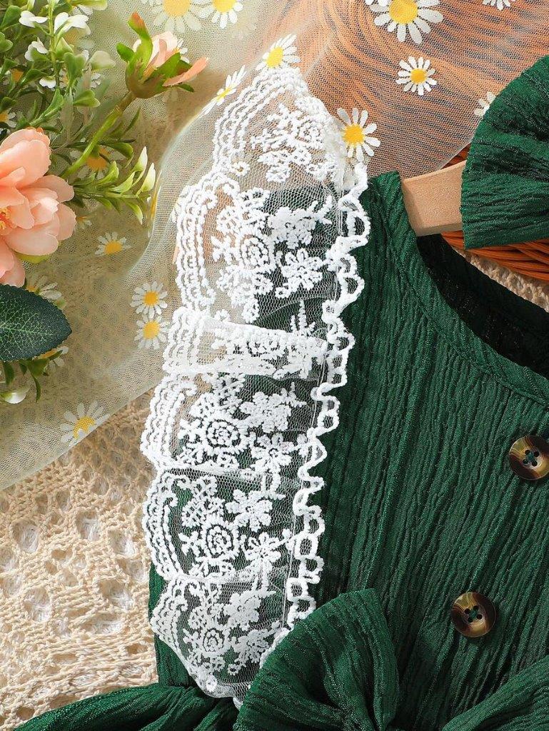 Baby Lace Ruffle Green Dress