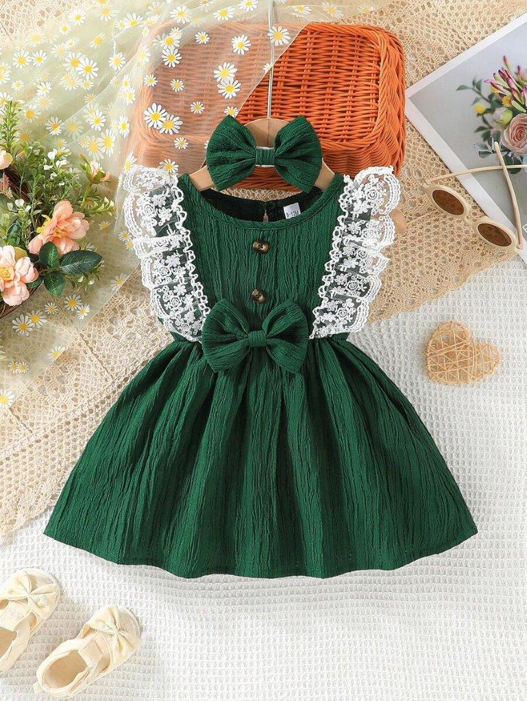 Baby Lace Ruffle Green Dress