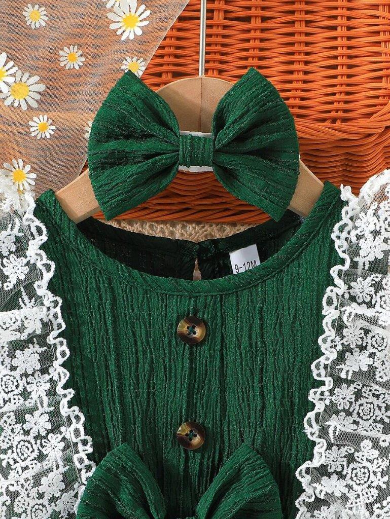 Baby Lace Ruffle Green Dress