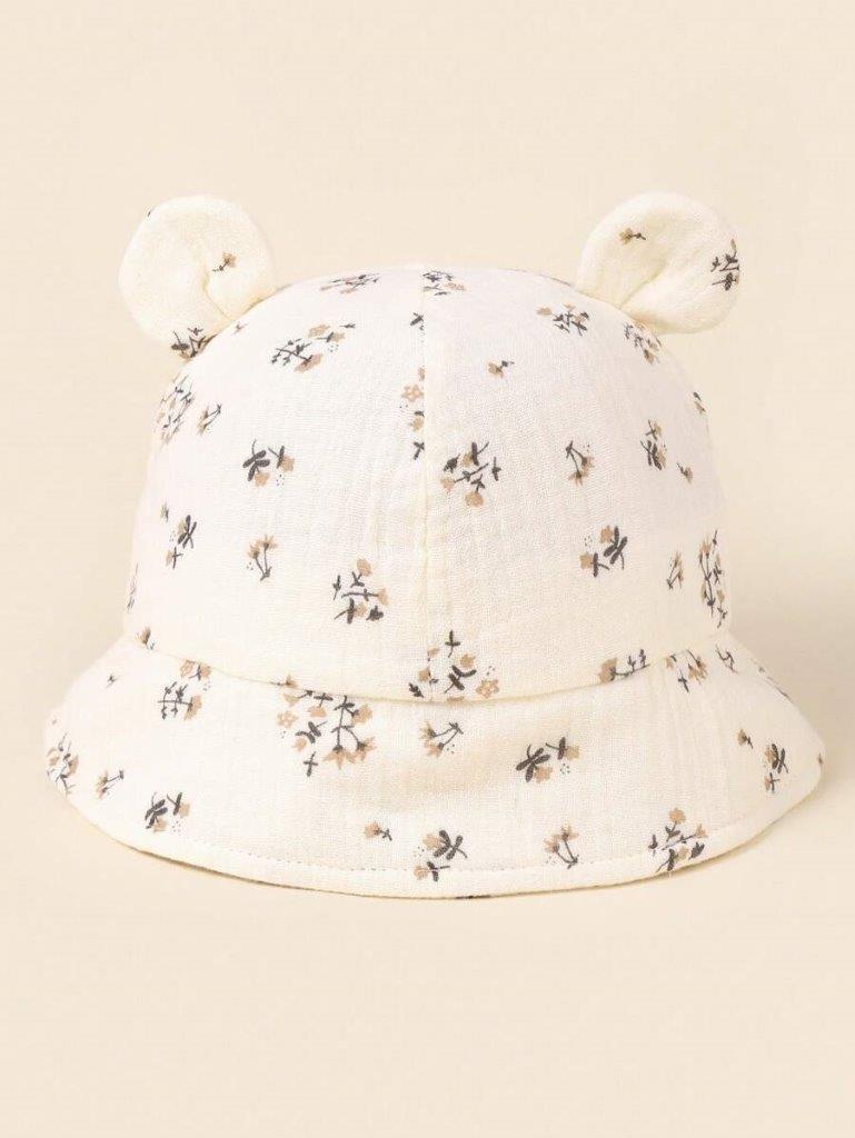Baby Flower Ear Bucket Hat Beige 1-2 Years