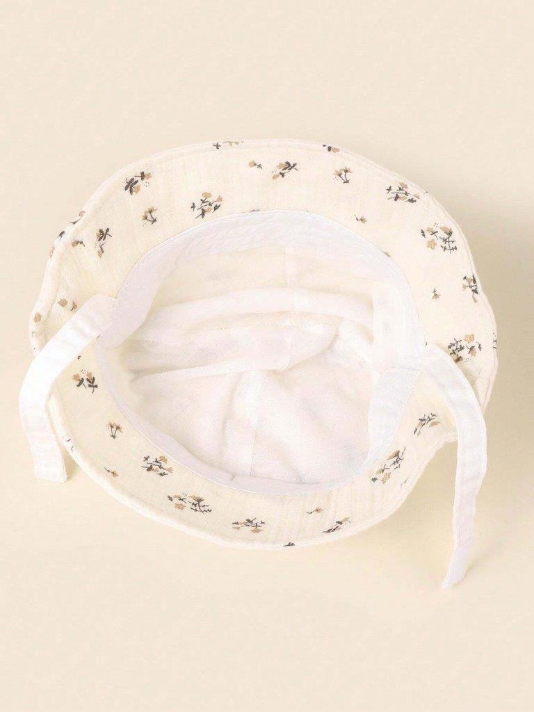 Baby Flower Ear Bucket Hat Beige 0-6 Months