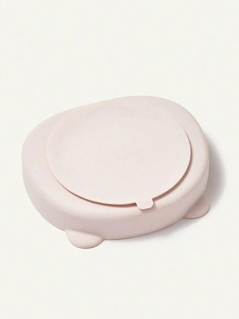 Baby Silicone Division Suction Plate Baby Pink