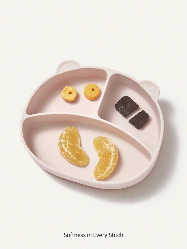 Baby Silicone Division Suction Plate Baby Pink
