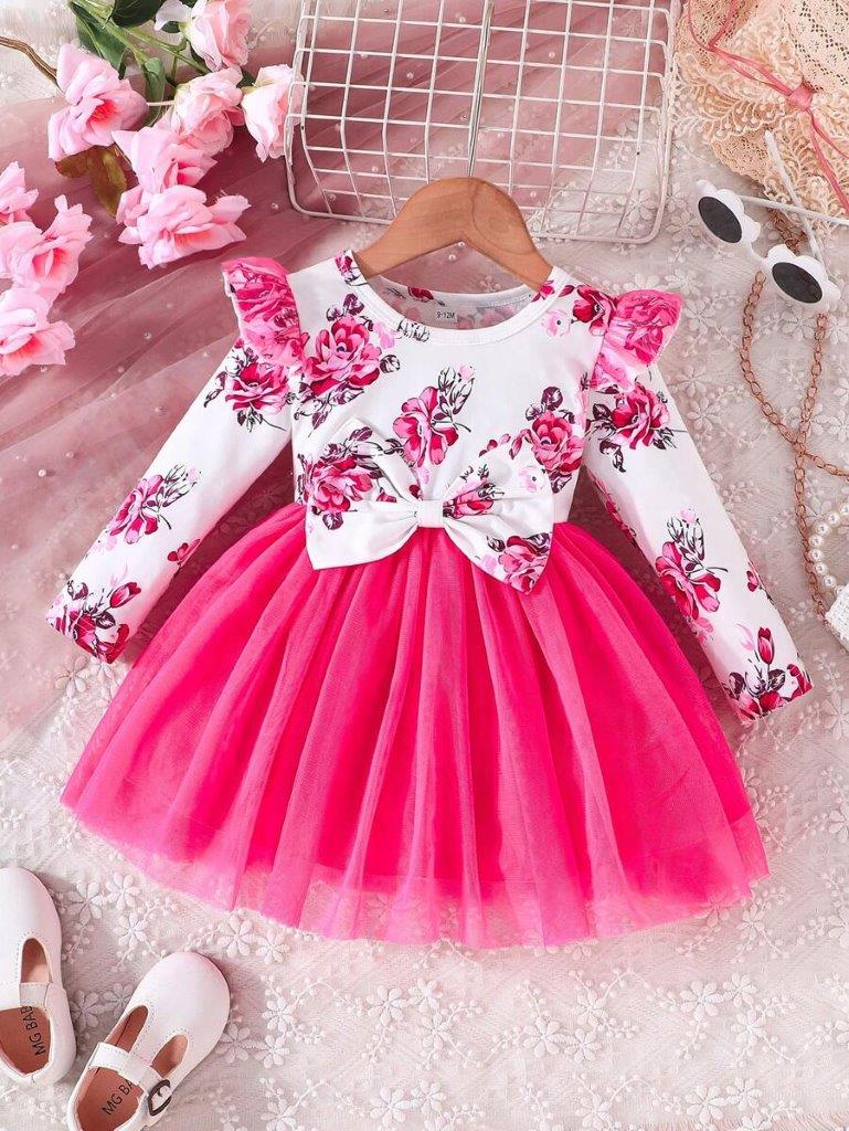 Baby Hot Pink Floral Dress