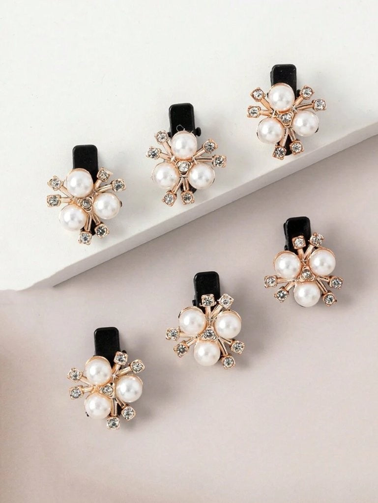 2 Piece Dainty Pearl Decor Hair Clips