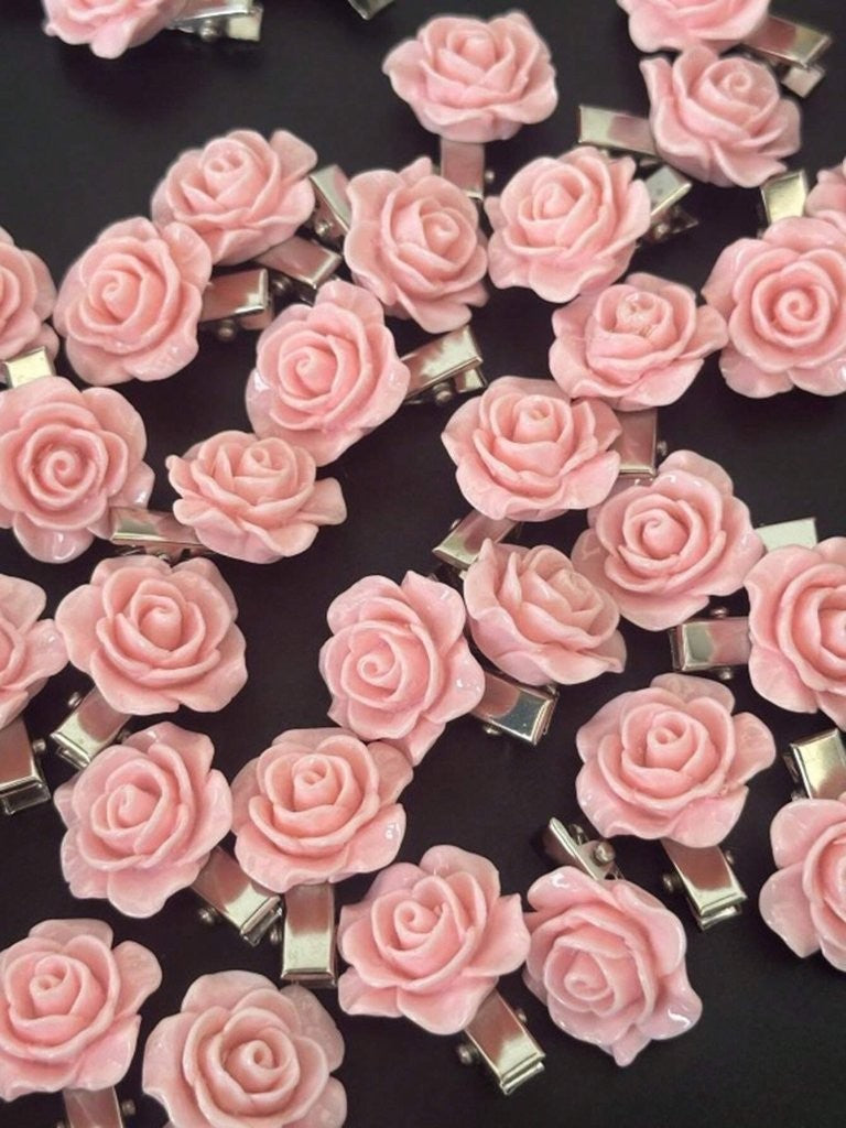 2 Piece Dainty Pink Rose Hair Clips