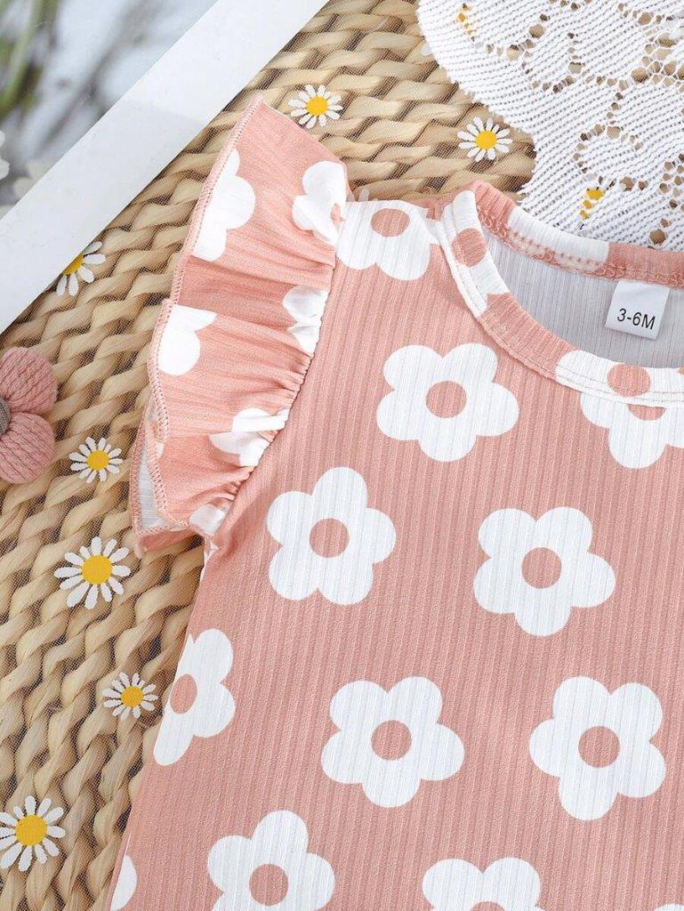 Baby 2 Piece Summer Daisy Print Romper Set