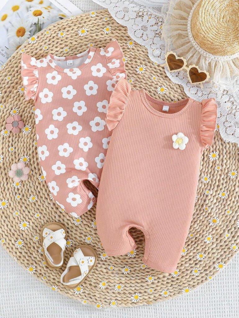Baby 2 Piece Summer Daisy Print Romper Set