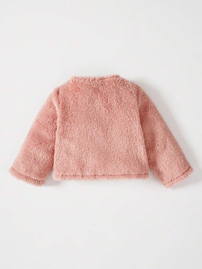 Baby Silk Bow Teddy Coat Pink