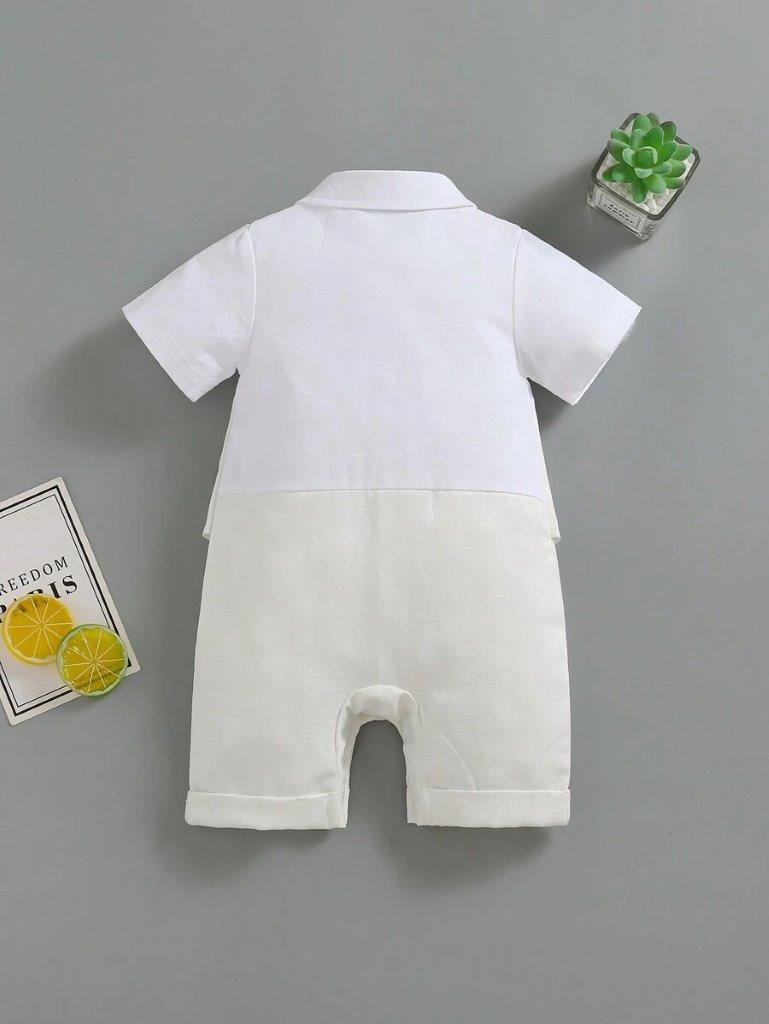 Baby White Baptism Bow Tie Gentleman Romper