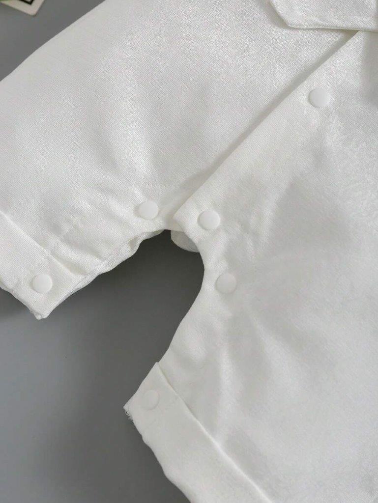 Baby White Baptism Bow Tie Gentleman Romper