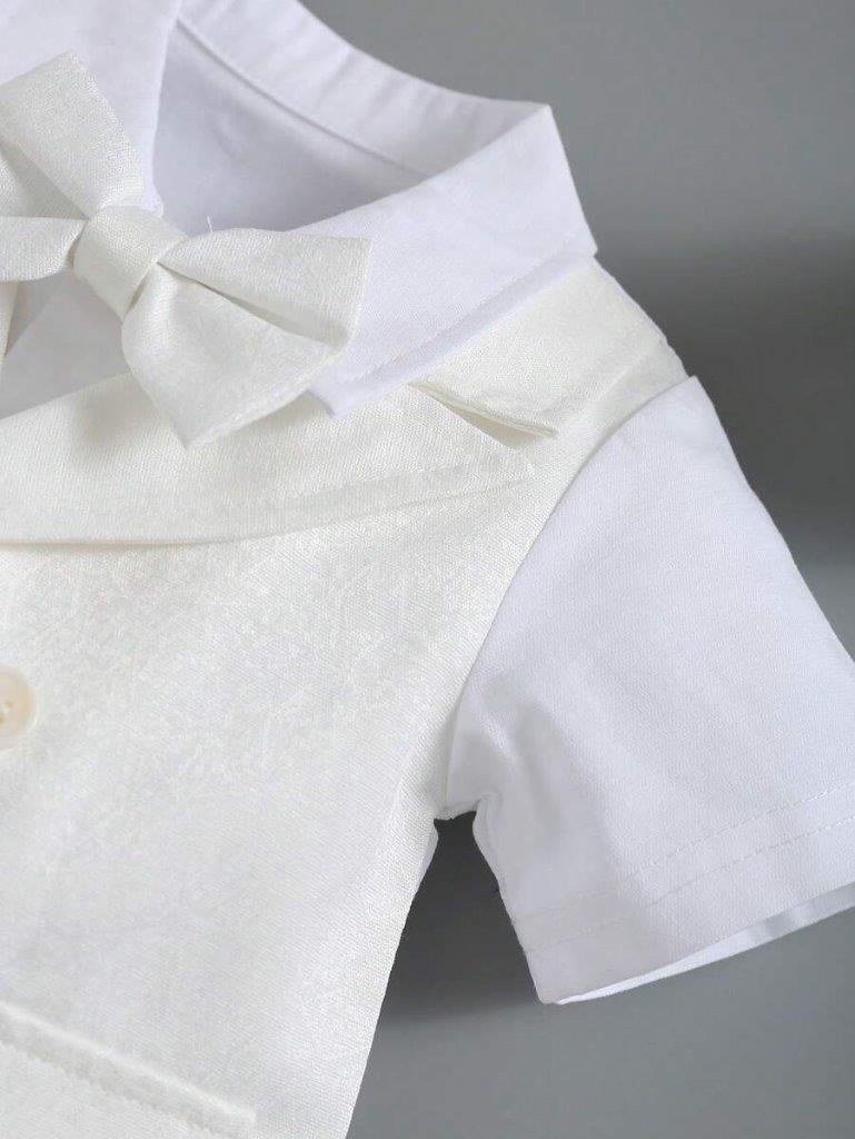 Baby White Baptism Bow Tie Gentleman Romper