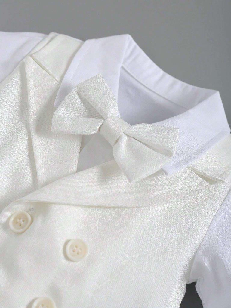 Baby White Baptism Bow Tie Gentleman Romper