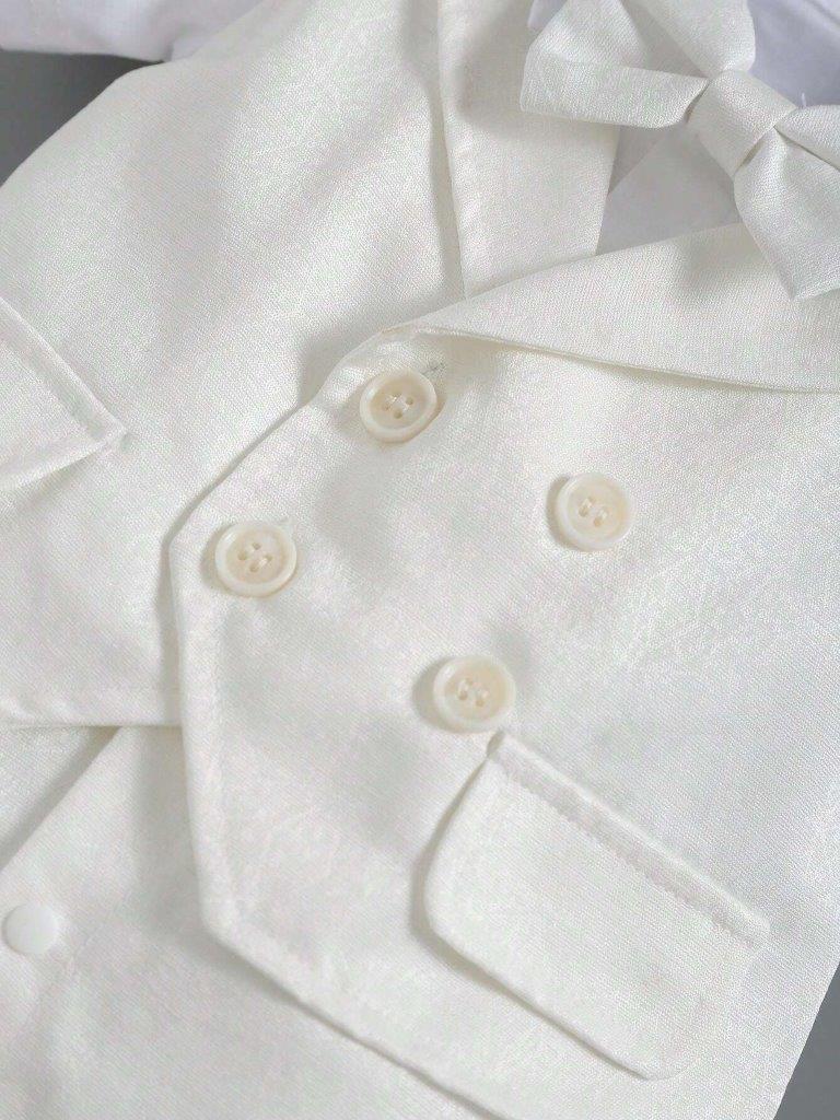 Baby White Baptism Bow Tie Gentleman Romper