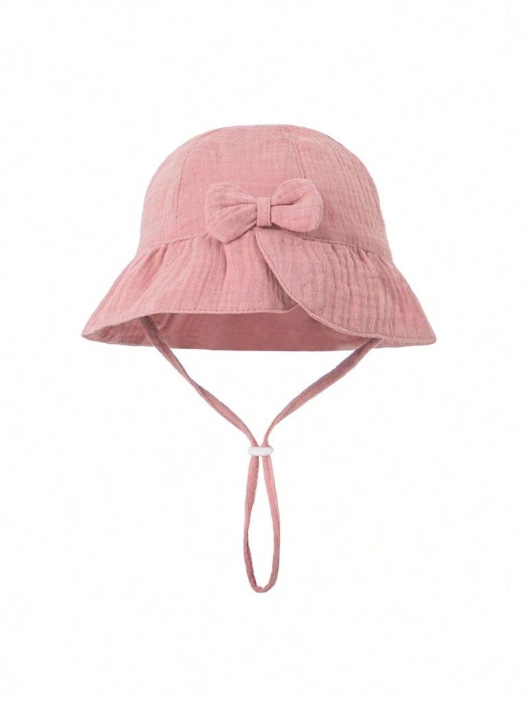 Baby Bow Bucket Hat Dusty Pink 3-12 Months