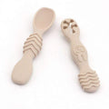 Baby 2 Piece Silicon Spoon Set Beige